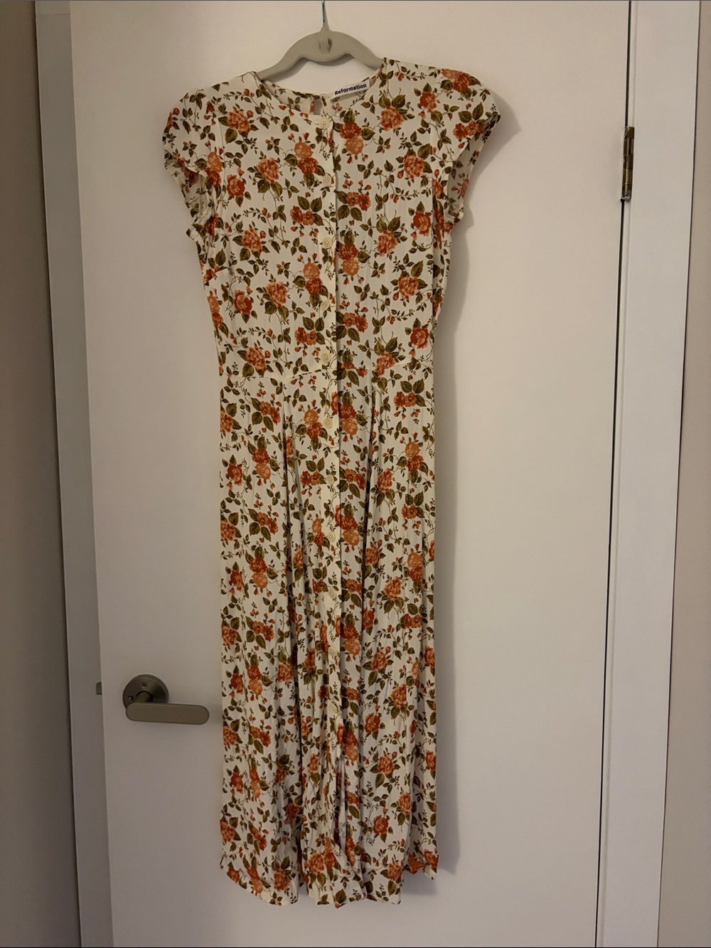 Reformation Floral Maxi Dress in Cream and Orange